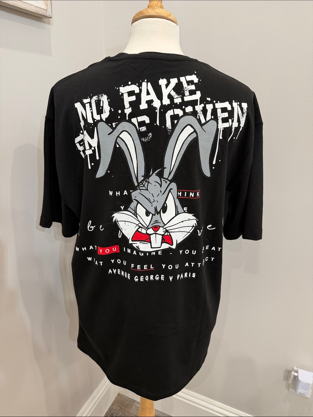 George V Paris Black Bugs Bunny Graphic Short Sleeve Tee